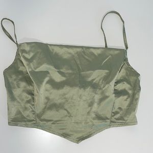 Cowl Neck Satin Crop Top